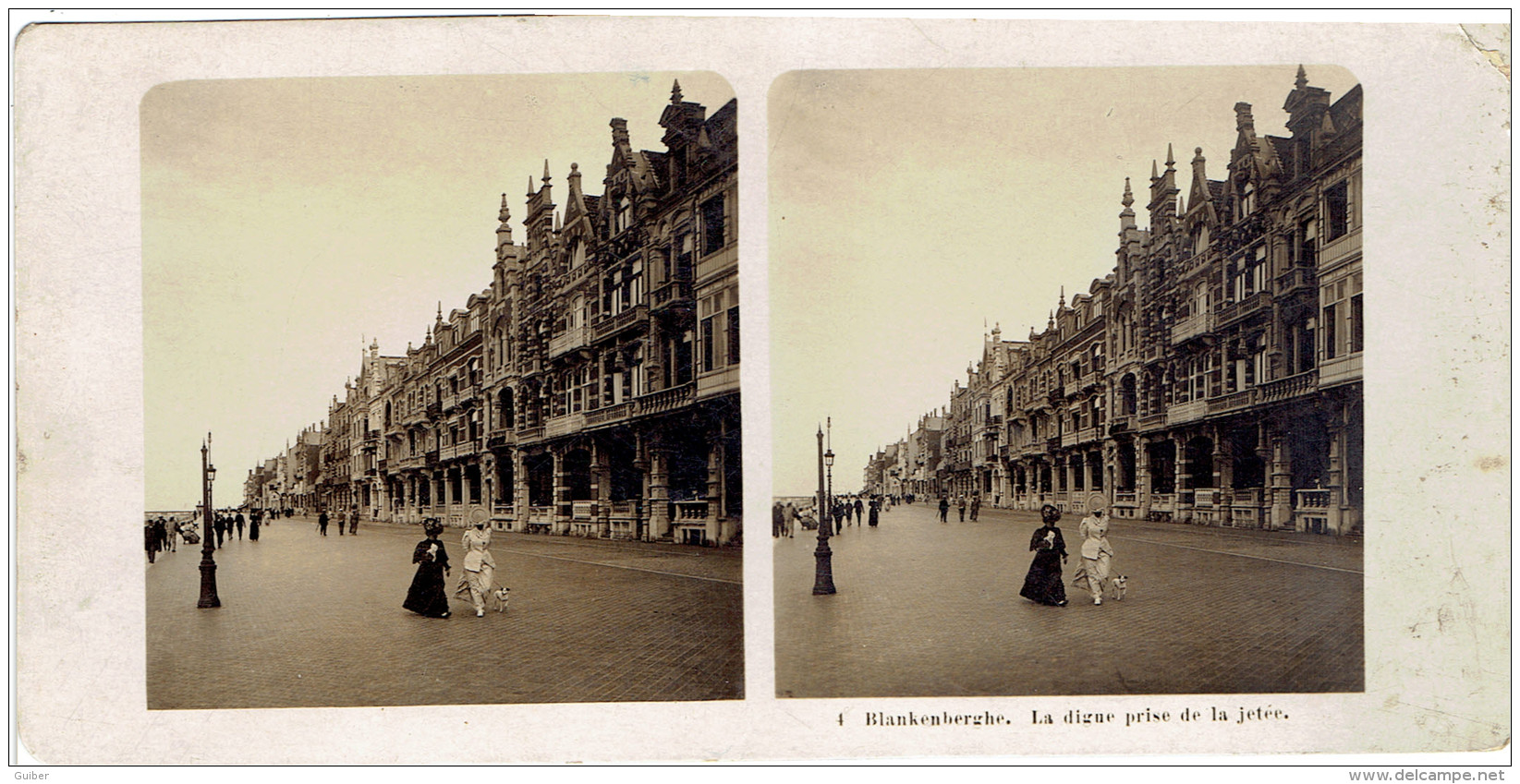 Vue Stéréoscopique  Blankenberghela Digue Prise De La Jetée Scenes De Rue Personnages Steglitz Berlin 1906 - Photos Stéréoscopiques