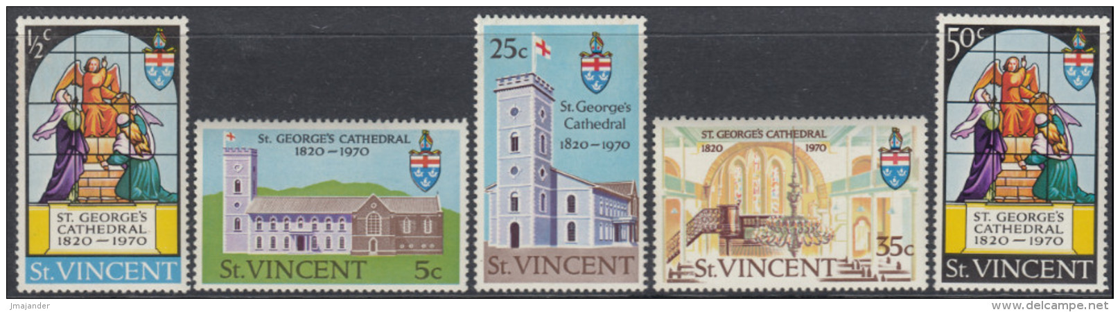 St. Vincent 1970 150th Anniversary Of St. George's Cathedral, Kingstown. Mi 282-286 MNH - St.Vincent (...-1979)