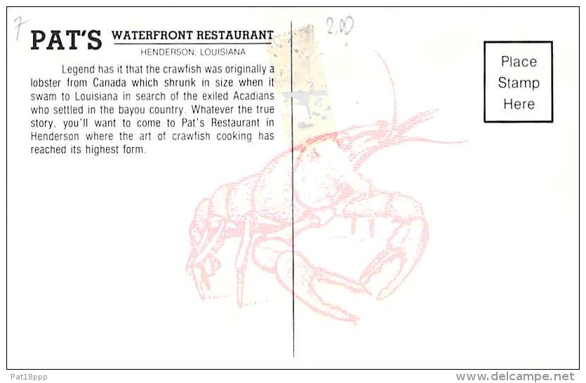USA  ( LA Louisiana Louisiane ) HENDERSON : PAT'S Waterfront Restaurant - CPSM PF - - Otros & Sin Clasificación