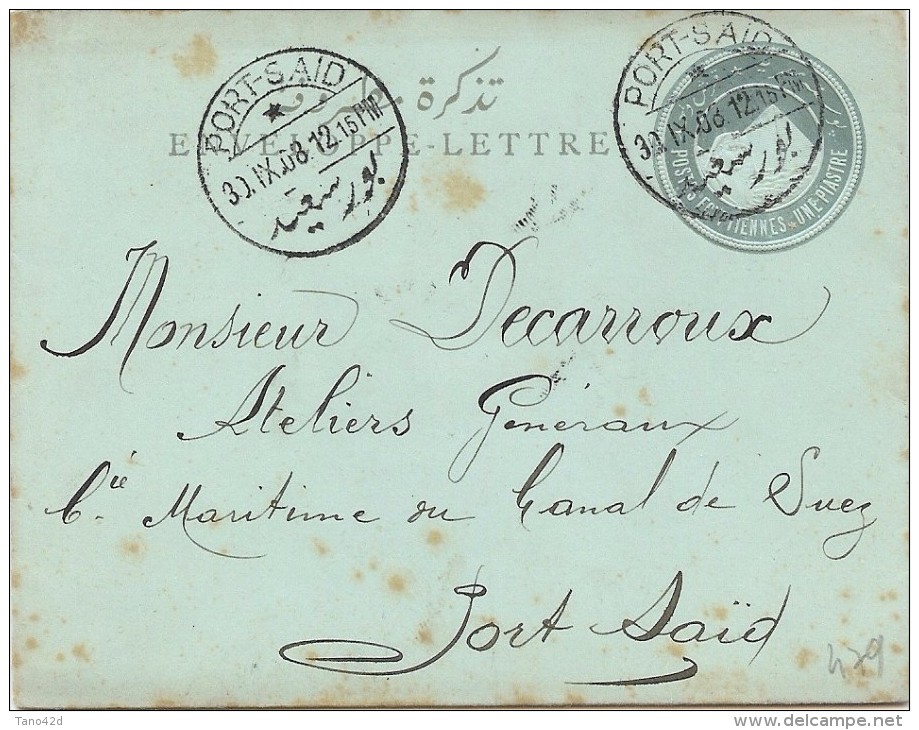 LBL26 - EGYPTE EP ENVELOPPE LETTRE 1P OBLITEREE - 1866-1914 Khedivate Of Egypt