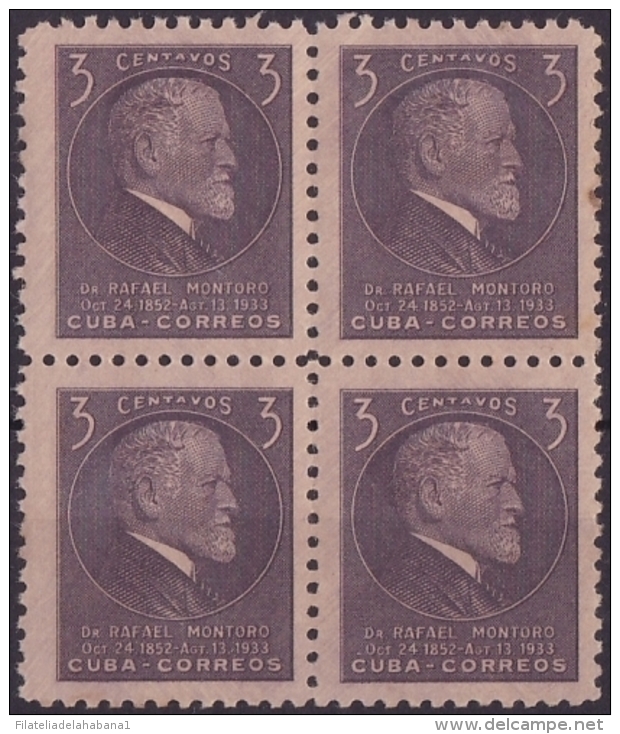 1953-161 CUBA. REPUBLICA. 1953. Ed.555. RAFAEL MONTORO ORIGINAL GUM. BLOCK 4 - Ungebraucht