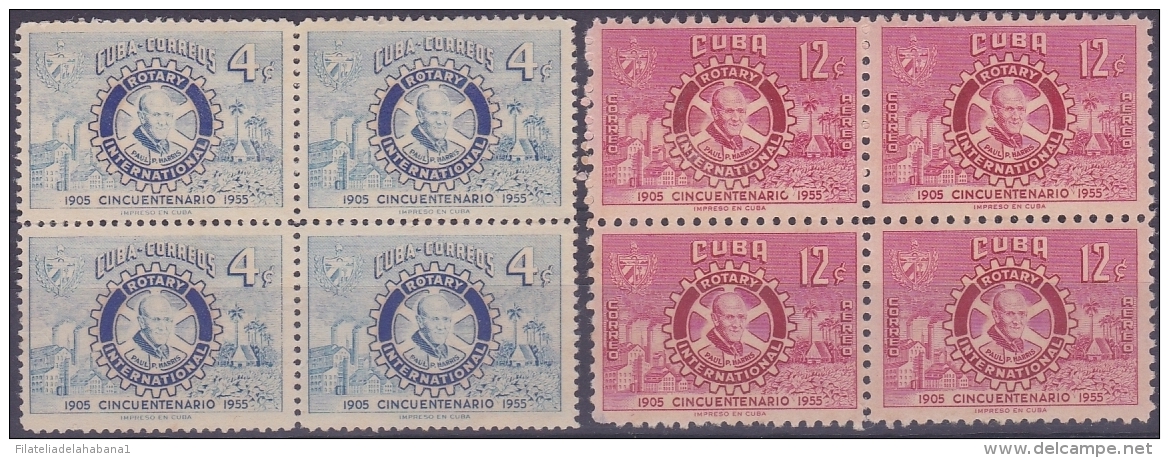 1955-163 CUBA. REPUBLICA. 1955. Ed.606-07. ROTARY CLUB. NO GUM. BLOCK 4 . - Ungebraucht