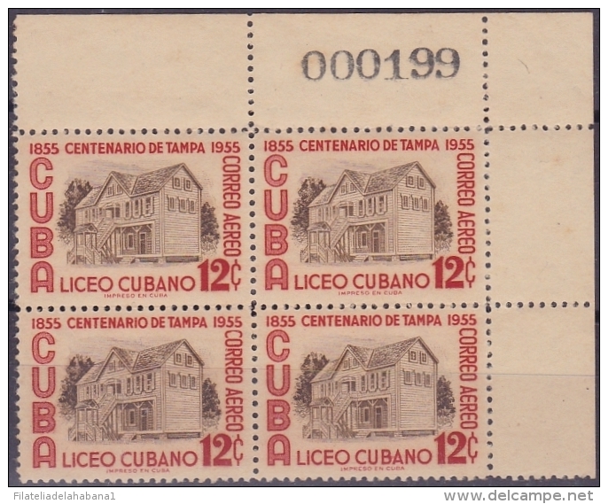 1955-166 CUBA. REPUBLICA. 1955. Ed.626. LICEO DE TAMPA FLORIDA. MNH. BLOCK 4 . - Neufs