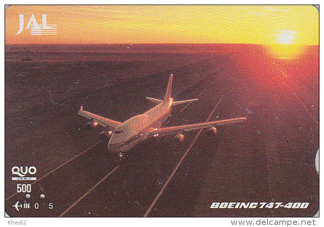 Carte Prépayée JAPON - AVION / BOEING 747 & Sunset  - JAL - JAPAN AIRLINES Prepaid Quo Card - FLUGZEUG - Aviation 2049 - Flugzeuge