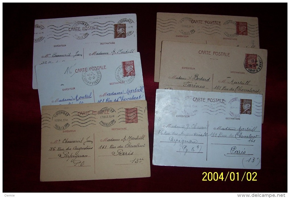 LOT DE 6 LETTRES DES PYRENEES ORIENTALES  66  ENTIERS POSTAUX  ANNEES 40 AVEC CORESPONDANCE - 1921-1960: Modern Period