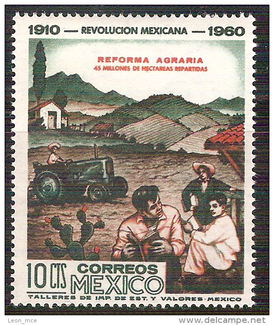 1960 Mexican Revolution Agrarian Reform, Farmland, Tractor, Cactus SG 984 - Sc. 913 Stamp MNH - Mexico