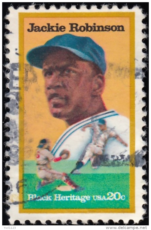 UNITED STATES - Scott #2016 Black Heritage, Jackie Robinson (*) / Used Stamp - Baseball