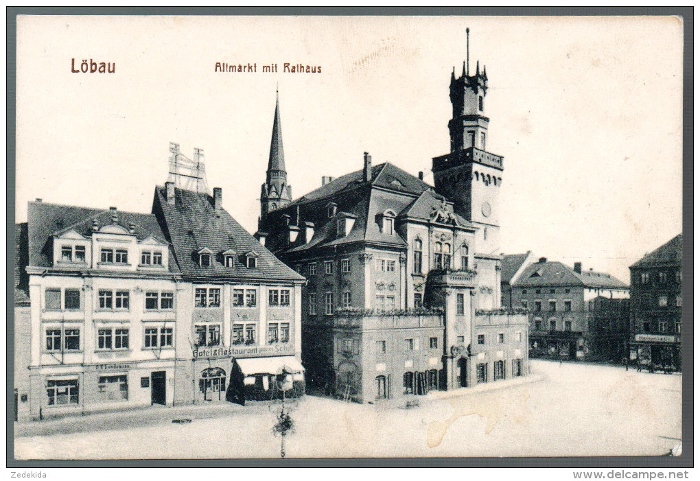 2085 - Ohne Porto - Alte Ansichtskarte Löbau Markt Rathaus N. Gel - Loebau