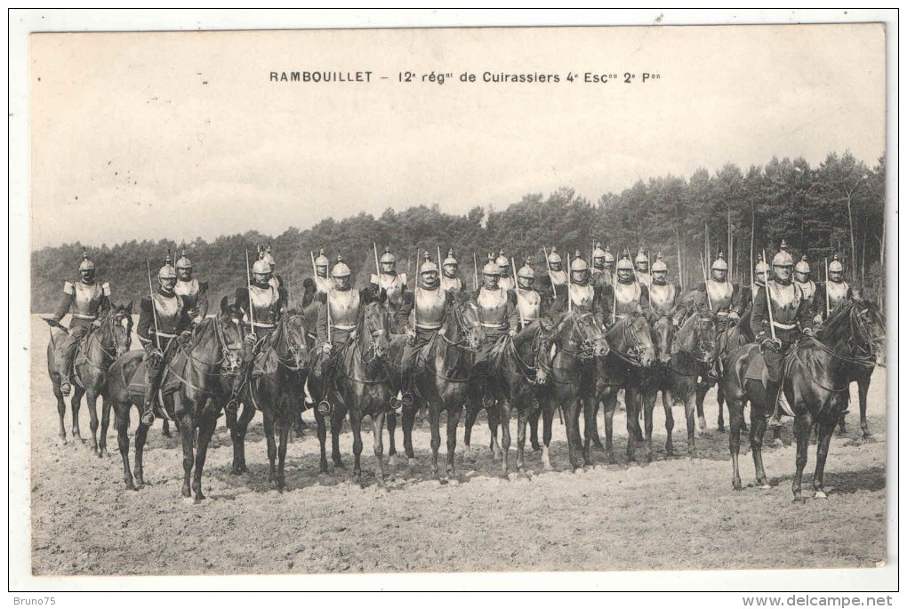 RAMBOUILLET - 12e Régiment De Cuirassiers 4e Escouade 2e Peloton - Aubry - 1907 - Régiments