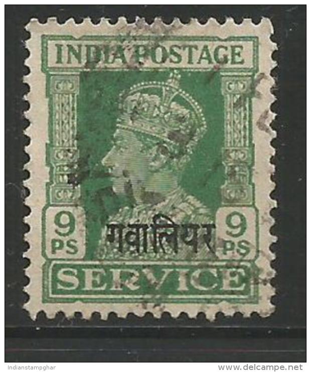 India GWALIOR Princely State,Gwalior  Ovpt.in Hindi KG VI 9Ps, Used, As Per Scan - Gwalior