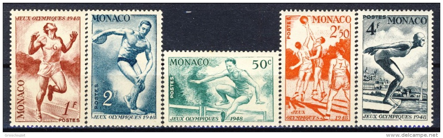 Monaco 1948 Serie N. 319-323 Olimpiadi Di Londra MNG Senza Gomma Catalogo € 5,60 - Nuovi