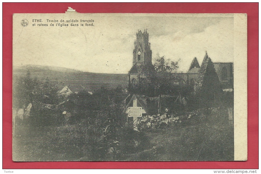 Ethe - Tombes De Soldats Français Et Ruines De L'Eglise - 1919 - Double Oblitération,ducale Et Belge ( Voir Verso ) - Virton