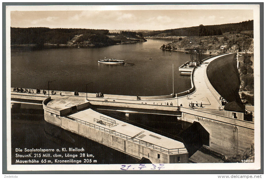 2103 - Ohne Porto - Alte Foto Ansichtskarte - Talsperre Saaletalsperre Bauwerk 1937 - Körner N. Gel - Schleiz