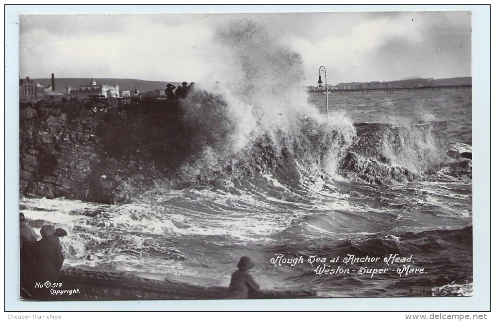 Weston-super-Mare - Rough Sea At Anchor Head - Weston-Super-Mare