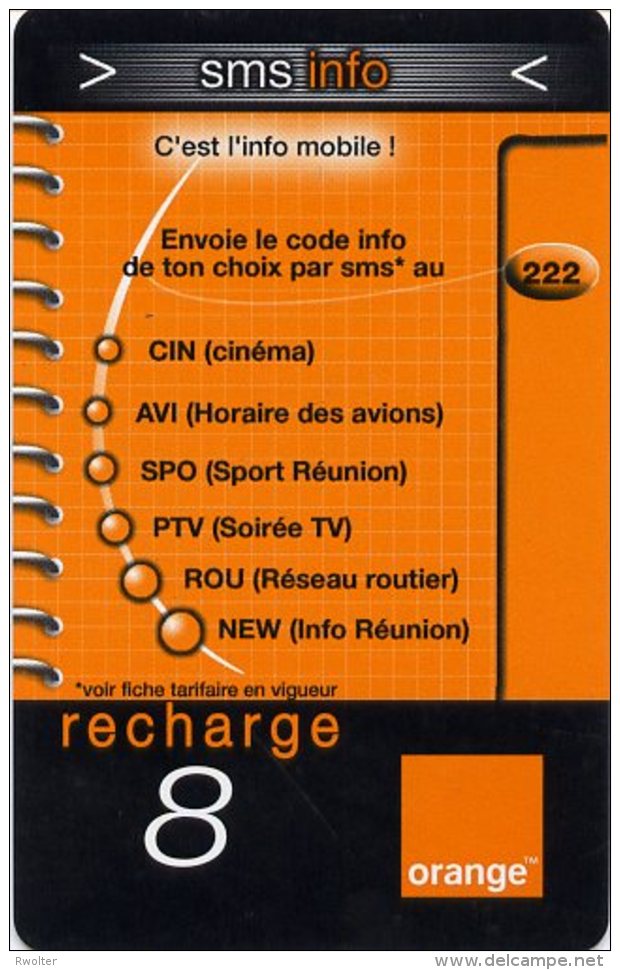 @+ Recharge Orange De La Réunion - 8 Euros "SMS Info". Date 12/05 - Réunion