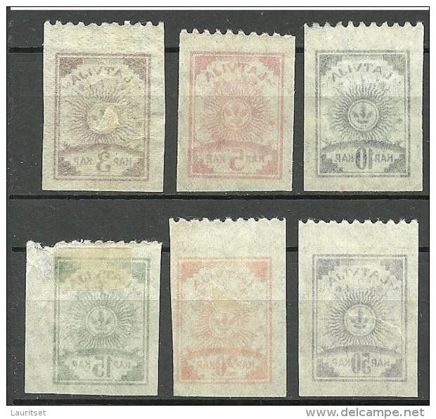 LETTLAND Latvia 1919 = 6 Werte Aus Michel 6 - 14 B Einseitig (oben) Perforiert 9 3/4 * - Letonia