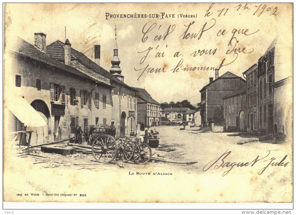 Carte Postale Ancienne De PROVENCHERES Sur FAVE - Provencheres Sur Fave