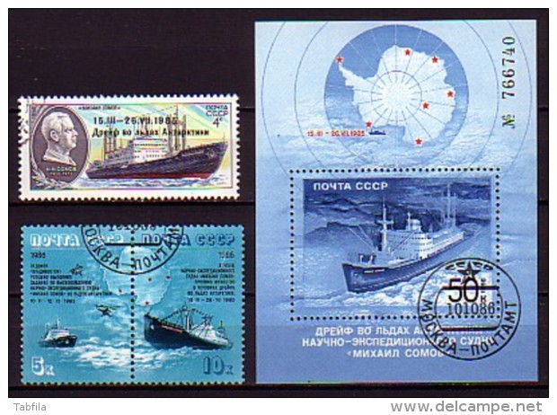 RUSSIA / RUSSIE - 1986 - Expedition Scientifiques Dans L´Antarctique - 3v + Bl Obl. - Research Programs