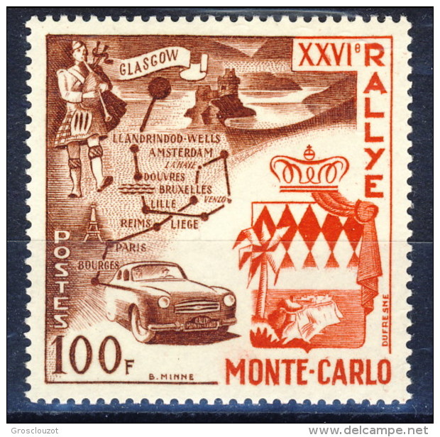 Monaco 1956 N. 441 F. 10 XXVI Rally Di Montecarlo MNH Catalogo € 36 - Nuovi