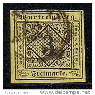 WURTTEMBERG, 1864, Cancelled Stamp(s) 3 Kreuzer, Hellgelb, MI 2, #16087 - Andere & Zonder Classificatie