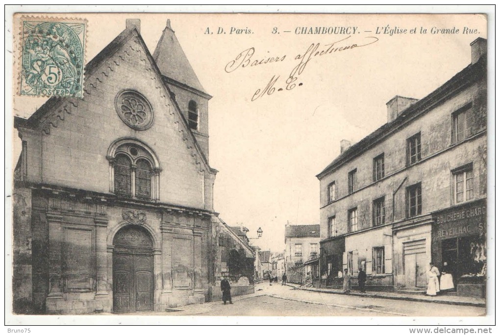 78 - CHAMBOURCY - L'Eglise Et La Grande Rue - AD 3 - 1904 - Chambourcy