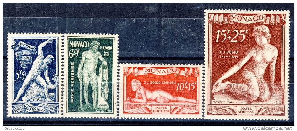 Monaco Posta Aerea 1948 Serie N. 28-31 Scultore Bosio MLH Catalog0 € 65 - Posta Aerea