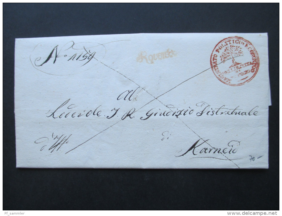 Italien Vorphila 1833 Magistrato Politico. Roter Stempel Mit Baum. Interessanter Beleg! - ...-1850 Préphilatélie