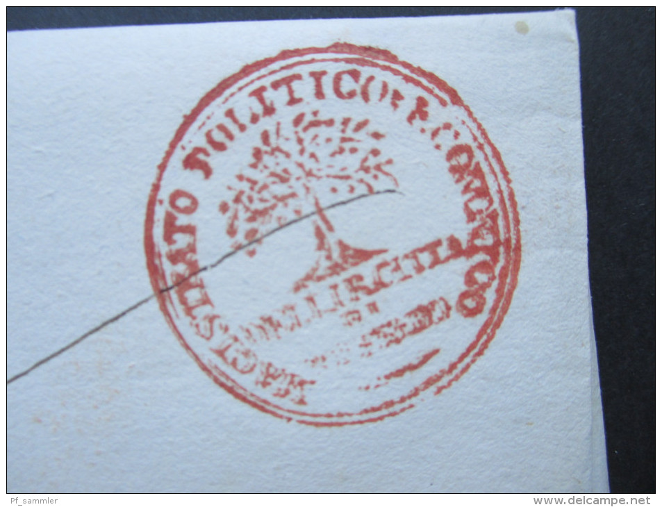 Italien Vorphila 1833 Magistrato Politico. Roter Stempel Mit Baum. Interessanter Beleg! - 1. ...-1850 Prephilately