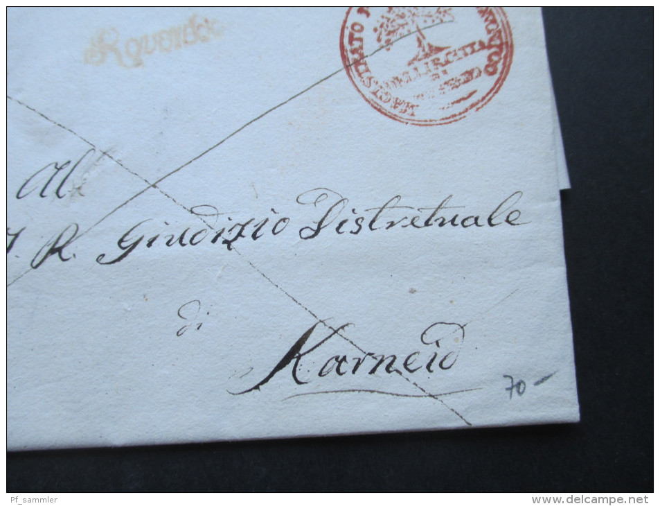 Italien Vorphila 1833 Magistrato Politico. Roter Stempel Mit Baum. Interessanter Beleg! - 1. ...-1850 Prephilately