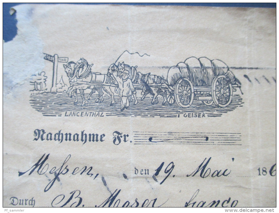 Schweiz 1868 Frachtbrief / Paket?! Kutsche. Nach Fraubrunnen - Cartas & Documentos
