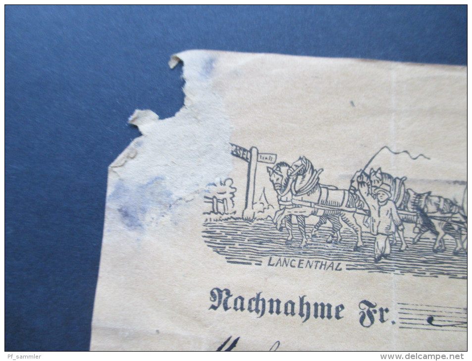 Schweiz 1868 Frachtbrief / Paket?! Kutsche. Nach Fraubrunnen