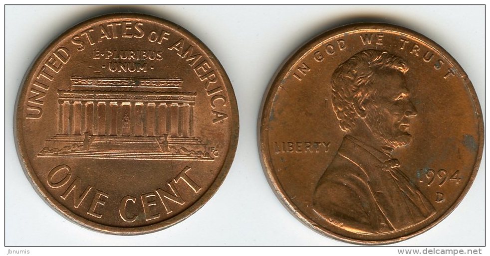 Etats-Unis USA 1 Cent 1994 D KM 201b - 1959-…: Lincoln, Memorial Reverse