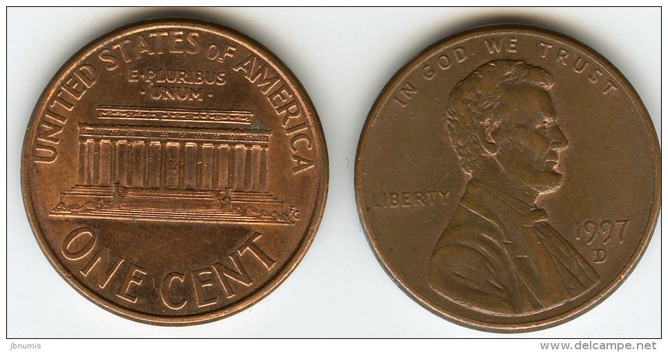 Etats-Unis USA 1 Cent 1997 D KM 201b - 1959-…: Lincoln, Memorial Reverse