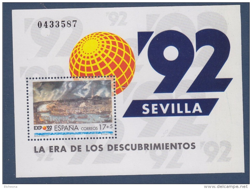 = Bloc Sevilla92, La Era De Los Descubrimientos, Espagne, L'Ere Des Découvertes, 1 Timbre Neuf Gommé Expostion Séville - Blocs & Hojas