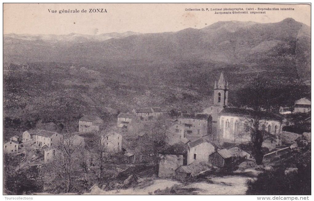 CPA 20 CORSE @ ZONZA @ Vue Générale En 1916 - D.P Luciani (Calvi) Jacquemin Giudicelli Négociant - Autres & Non Classés