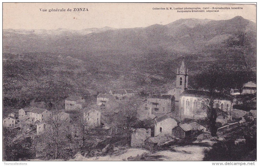 CPA 20 CORSE @ ZONZA @ Vue Générale En 1916 - D.P Luciani (Calvi) Jacquemin Giudicelli Négociant - Autres & Non Classés