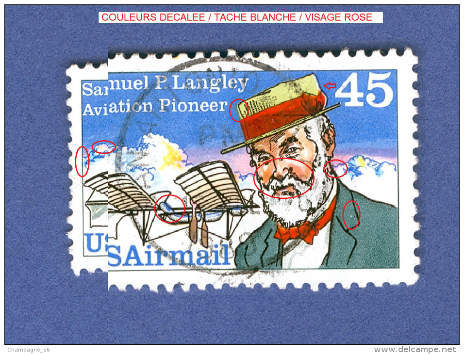 * USA AIRMAIL ANNÉE 1988 SAMUEL P. LANGLEY OBLITÉRÉ - Errors, Freaks & Oddities (EFOs)