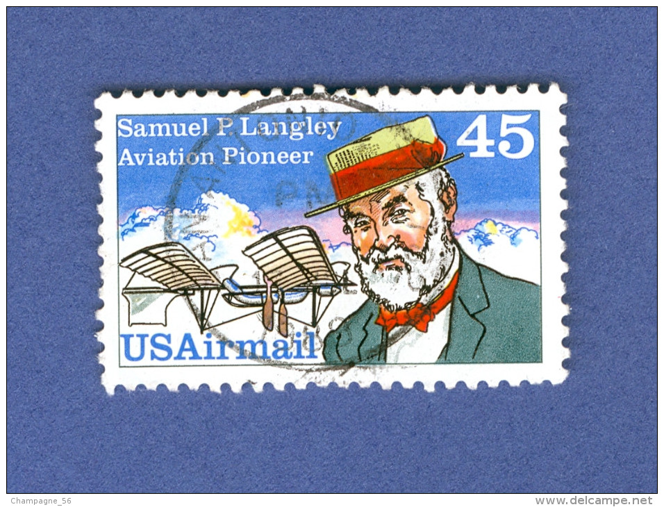 * USA AIRMAIL ANNÉE 1988 SAMUEL P. LANGLEY OBLITÉRÉ - Variétés, Erreurs & Curiosités