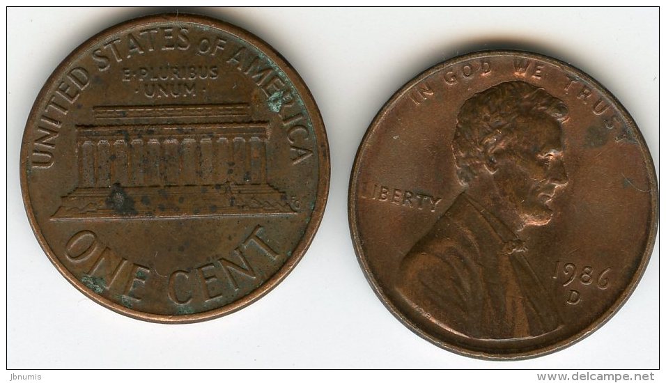 Etats-Unis USA 1 Cent 1986 D KM 201b - 1959-…: Lincoln, Memorial Reverse