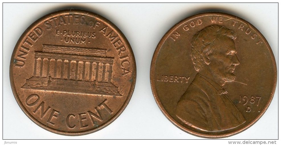 Etats-Unis USA 1 Cent 1987 D KM 201b - 1959-…: Lincoln, Memorial Reverse