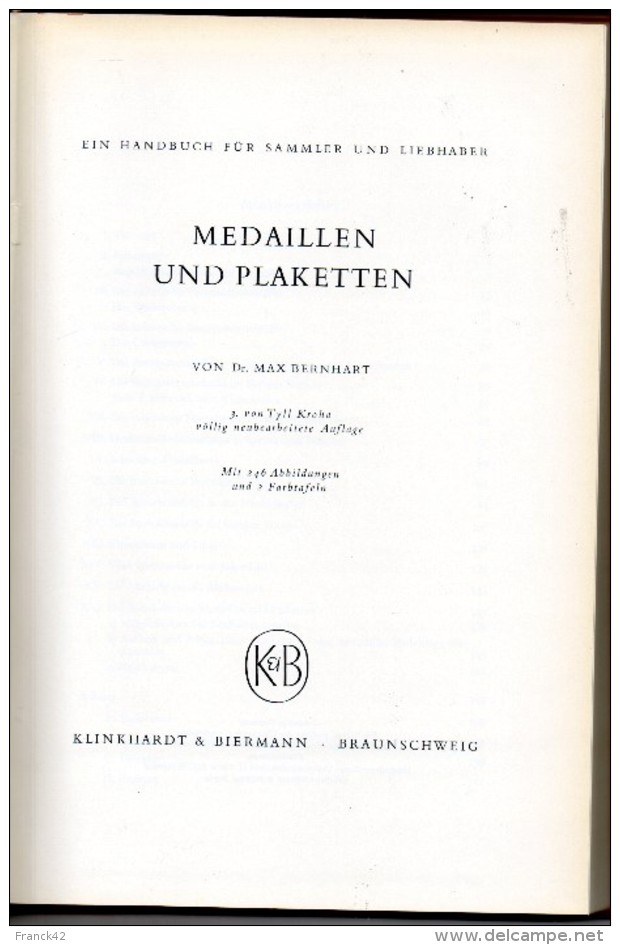Medaillen Und Plaketten. Max Bernhart. 1966. 245 Pages - Livres & Logiciels