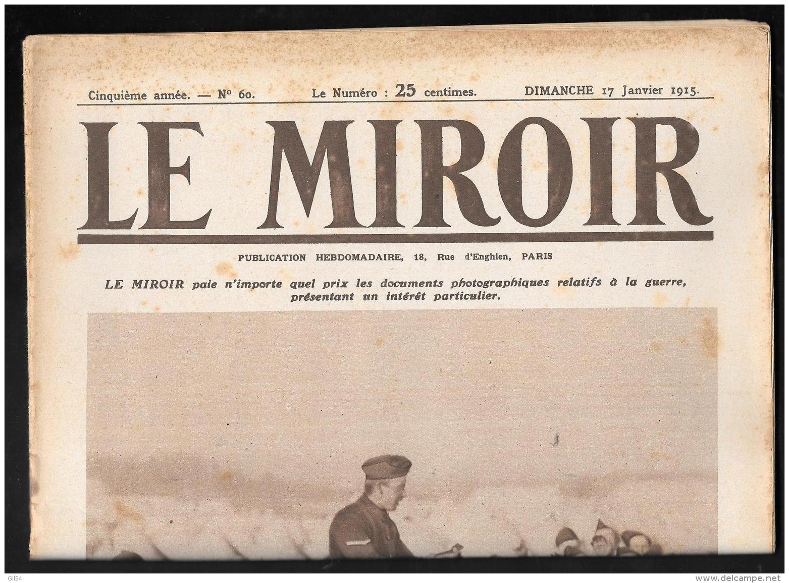 Le Miroir N°60 -  17/01/1915  -  Une Distribution De Lettres Lle 1er Janvier Chez Les Belges Modc20 - War 1914-18