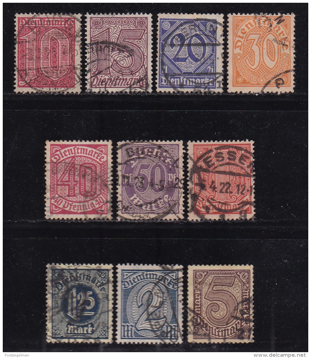 DEUTSCHES REICH, 1920, Cancelled Stamp(s), General Dienstmarken Issue,  MI D23=D33, #16214,  10 Values Only - Used Stamps