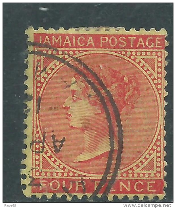 Jamaïque N° 46 O  Type Victoria : 4 P. Rouge-brun Oblitération Moyenne Sinon TB - Jamaica (...-1961)