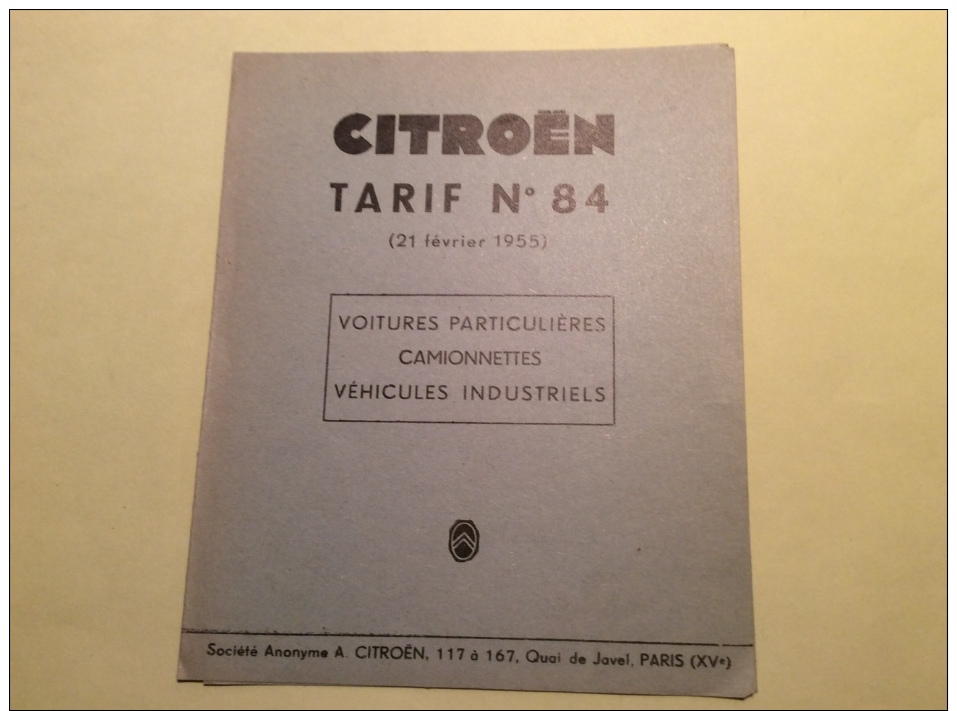 Lot De 3 Anciens Tarifs Citroen 1955 1956 1957 - Publicités