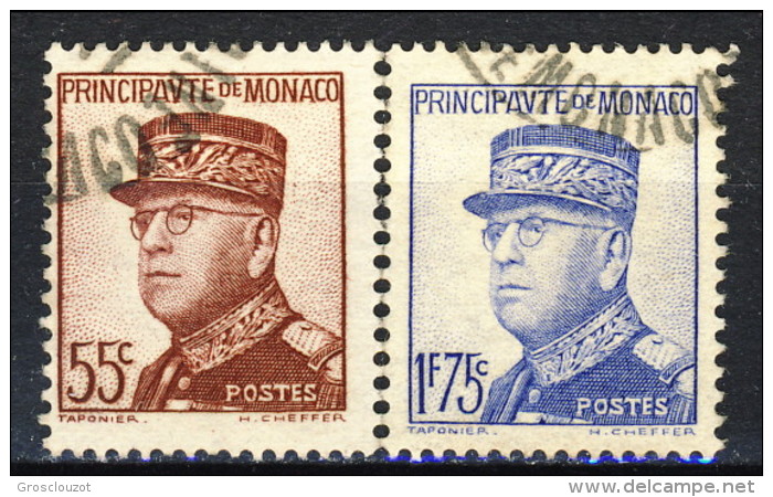 Monaco 1937 - 39 N. 159 C. 55 E N. 165 F. 1,75 Oltremare Usati Catalogo € 15,60 - Usati