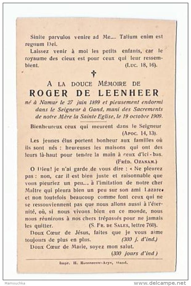 Décès Doodsprentje  Roger DE LEENHEER Namur 1899 Gand Gent 1909 Photo Spéciale Enfant Kind - Images Religieuses