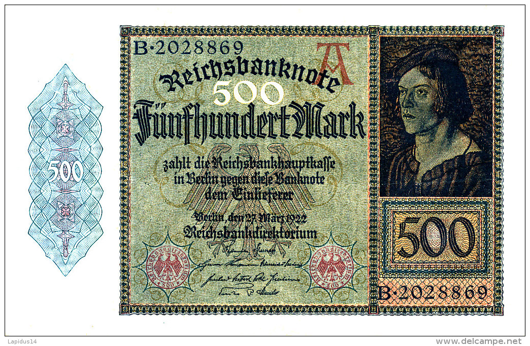 ALLEMAGNE  500 MARK 1922. - 500 Mark