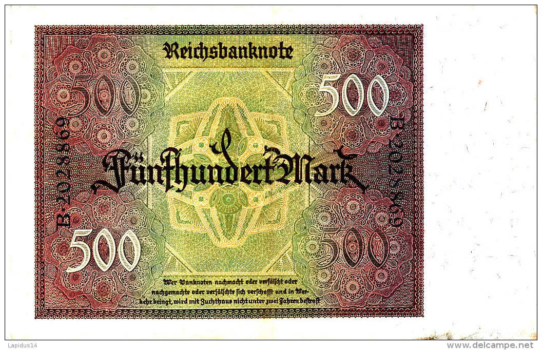 ALLEMAGNE  500 MARK 1922. - 500 Mark