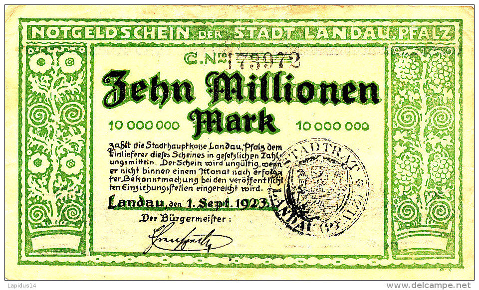 ALLEMAGNE  10000000 MARK 1923. - 1 Mio. Mark